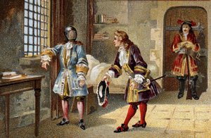 De man met het ijzeren masker, een interne staatsgevangene van 1679 tot 1703 in het fort van het eiland Sainte Marguerite.