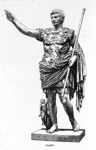 De Romeinse keizer Augustus (Octavianus) (63 v.Chr. - 14 n.Chr.). Gravure uit de 19e eeuw door Unknown artist