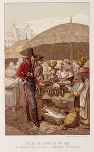 De Russen in Parijs tijdens een mars in 1814 - in 