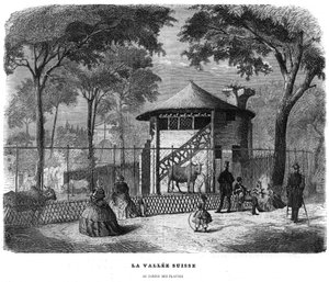 De Zwitserse vallei in de plantentuin in Parijs in 1858.