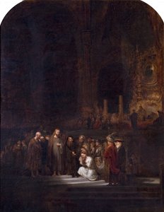 De vrouw betrapt op overspel (naar Rembrandt) door Unknown