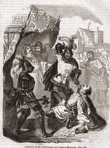 De moord op de hertog van Bourgondië (Jean sans peur) op de brug van Montereau - in 