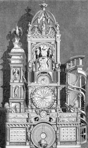 De astrologische klok van Straatsburg, uitgevoerd in 1573 door Conrad Dasypodius - gravure