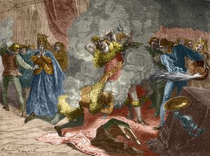 Het bal van de vurigen of bal van de wilden: ter gelegenheid van het huwelijk van een dame van Isabeau (Isabella, Elizabeth) uit Beieren op 28 januari 1393, verkleedde de koning zich en ketende zich vast aan vier andere hovelingen. Zijn broer, de hertog va door Unknown artist