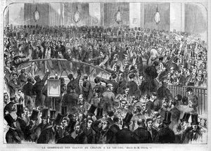 De mand van wisselagenten op de Parijse Beurs in 1867