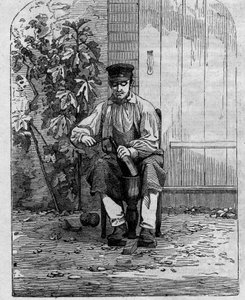 Het bottelen van Champagnewijn. Gravure uit 1864.