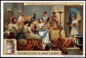 De eeuw van Pericles (495-429 v.Chr.): banket van Pericles en Aspasie (470-400 v.Chr.)