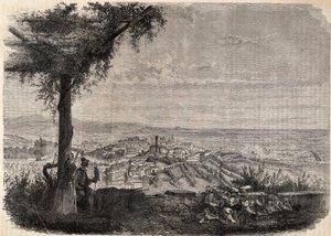 De stad Bergamo rond 1858 - gravure
