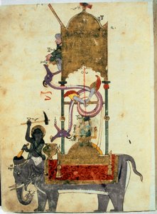 De clepsydra van de olifant. Dit is een middeleeuwse islamitische uitvinding bestaande uit een olifantvormige waterklok ontworpen door de Turkse ingenieur Ibn al-Rajjaj al-Jazari rond 1200.