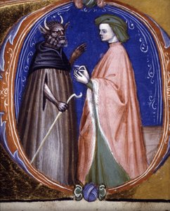 De ontmoeting met de Demon. 14e eeuws manuscript. Biblioteca comunale di Rimini door Unknown artist