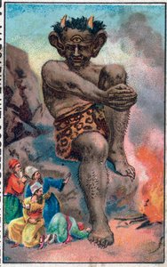 De reus. De wonderbaarlijke avonturen van Sinbad de zeeman. Populair verhaal van 1001 nachten. Chromolithografie uit de late 19e eeuw. door Unknown artist