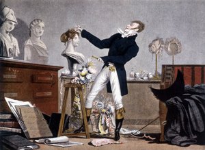 De kapper - lithografie, begin 19e eeuw door Unknown artist