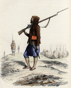 De infanterie van Emir Abd-el-Kader die het Franse leger weerstaat tijdens de Algiers-expeditie van 1830. In 