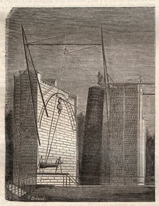 De grote spiegeltelescoop (of leviathan) van William Parsons, Lord Rosse, uit Birr Castle naar Parsonstown (Ierland)