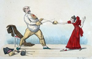 De les van schermen: hoe de taille van jongeren recht te trekken en ongevallen te voorkomen - 19e eeuw, Musee Carnavalet door Unknown artist