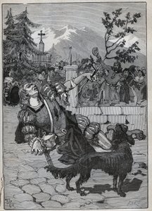 De lindeboom van Fribourg: een soldaat van de Helvetische Confederatie kwam naar Fribourg om de overwinning van Zwitserland tegen Karel de Stoute in de Slag bij Murten op 22 juni 1476 aan te kondigen met een tak van linde van het slagveld. De soldaat stier door Unknown artist