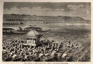 Het matsouri (kermis, processie) van tennoo gots, vindt elk jaar plaats op de 6e dag van de 6e maand, voor de vissers van de stranden van Yedo (of Edo, het huidige Tokio), het is de viering van de verjaardag van hun favoriete godheid: Tengu, de vleugel
