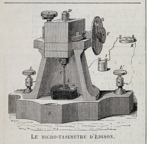 De micro-tasimeter van Edison - gravure, eind 19e eeuw