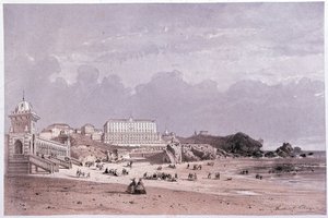 De nieuwe baden van de Côte des Fous en het casino in Biarritz, 19e eeuw door Unknown artist