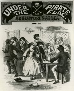 De piraten die feest vieren worden bang gemaakt door de geest van Gibbs, Charles Gibbs, de piraat van Rhode Island door Unknown artist