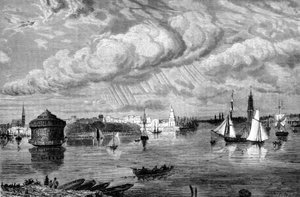 De haven van New York rond 1860. door Unknown artist