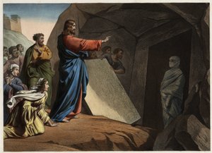 De opstanding van Lazarus. Anonieme gravure uit het midden van de 19e eeuw.