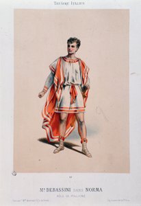 De zanger Achille De Bassini die Pollione speelt in de opera La Norma door Unknown artist