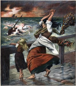De vrouw van de zondaar. Gravure uit 1892. door Unknown artist