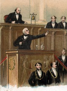Er is slechts één fout over in het begaan van Adolphe Thiers (1797-1877) aan het wetgevend lichaam die de gebeurtenissen van 1870 voorspelt, 3 mei 1866 door Unknown artist