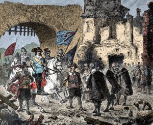 Dertigjarige Oorlog: Generaal Bernard van Saksen-Weimar (Saksen-Weimar) (1604-1639) tussen de overwinnaars bij Breisach (Duitsland) - Bernhard van Weimar betreedt Breisach door Unknown artist