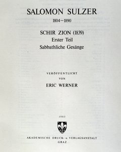 Titelpagina van Schir zion door Salomon Sulzer door Unknown artist