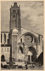 Toulouse Kathedraal - Kathedraal Saint-Etienne de Toulouse - gravure in 