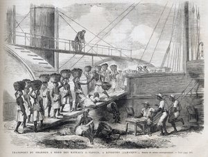 Transport van kolen aan boord van stoomschepen in Kingston (Jamaica) - Laden van kolen in Kingston - Jamaica - 1866 Gravure uit The Illustrous Universe 1866 door Unknown artist