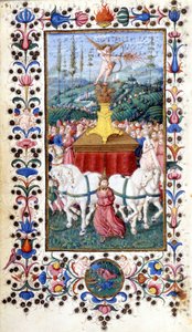 Triunfus Amoris (liefdes triomf) door Francesco Petrarca (Petrarca). 15e eeuws manuscript. Trivulziana, Milaan