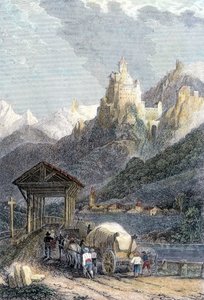 Kasteel Trostburg in Tirol door Unknown artist