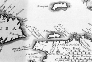 Turtle Island en Santo Domingo van een 17e-eeuwse kaart door Pierre Vandier. door Unknown artist