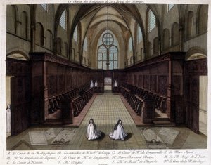 Twee nonnen bidden in de abdij van Port Royal des Champs (Port-Royal-des-Champs) door Unknown artist