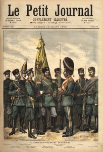 Uniformen van de Russische infanterie, bondgenoten van Frankrijk. Gravure in 