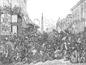Via del Corso in Rome tijdens het Carnaval van 1836. door Unknown artist