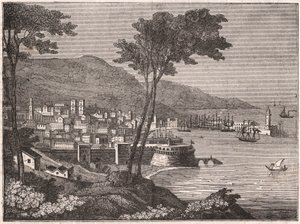 Uitzicht vanaf een beboste heuvel in de stad Barcelona, Catalonië, Spanje door Unknown
