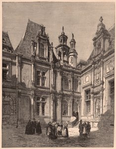 Uitzicht vanuit het interieur van de binnenplaats van het Hotel Escoville in Caen in 1860, Frankrijk door Unknown