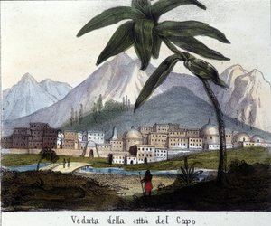 Zicht op Kaapstad ten tijde van Britse controle, Zuid-Afrika. 1820 door Unknown artist