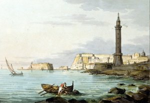 Uitzicht op Napels vanaf de haven. Links staat het Castel dell