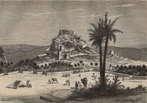 Uitzicht op Oued el Golea in Algerije in het zuiden van de provincie Oran aan het eind van de 19e eeuw - gravure