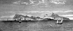 Uitzicht op het eiland Procida bij Napels. 19e eeuwse gravure door Unknown artist