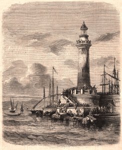 Uitzicht op de vuurtoren van Point of Joliette in Marseille in de 19e eeuw door Unknown