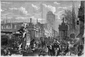 Uitzicht op de Koninklijke Brug in Berlijn, Duitsland. Gravure in The Illustrous Universe