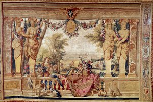 Uitzicht op het kasteel van Vincennes. 17e-eeuws wandtapijt. Parijs, nationaal meubilair