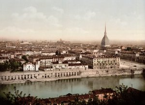 Zicht op de stad Turijn (Torino) in Italië in 1890 door Unknown artist