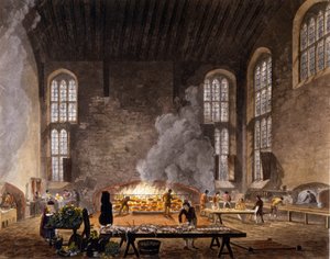 Zicht op de keukens van Christ Church, Oxford University. 1850 door Unknown artist